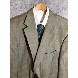 Evan-Picone Blazer Mens 40R Tan Glen Plaid Suit Coat Wool Business Classic